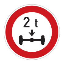 B 14 Zákaz vjezdu vozidel, jejichž okamžitá hmotnost připadající na nápravu přesahuje vyznačenou mez