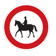 B 31 Zákaz vjezdu pro jezdce na zvířeti