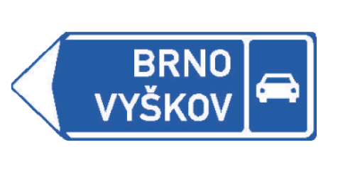IS 2b Směrová tabule pro příjezd k silnici pro motorová vozidla (vlevo)